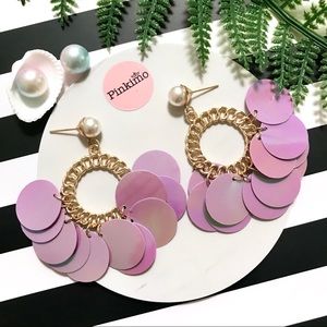 Violet Drops Loop Earrings